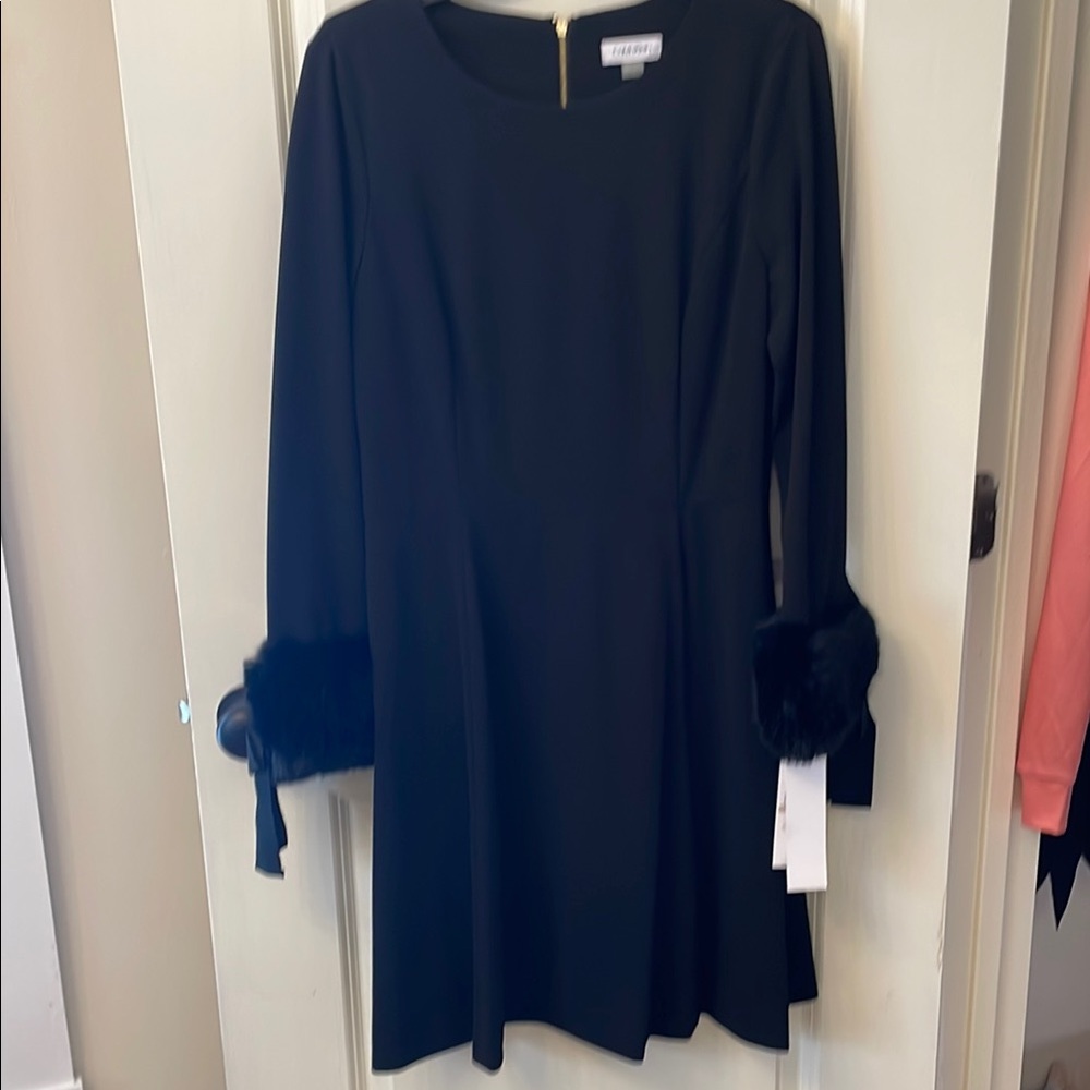 Elie Tahari Black A-Line Dress with Long Sleeves